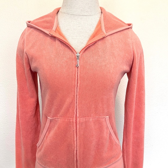 Retro Juicy Couture Terry Hoodie - Tangerine - Size Medium - Picture 2 of 11